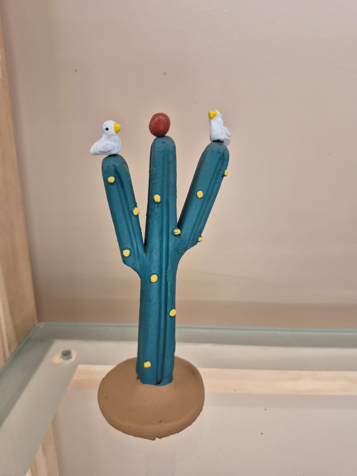 CACTO C/2 PÁSSAROS CERÂMICA